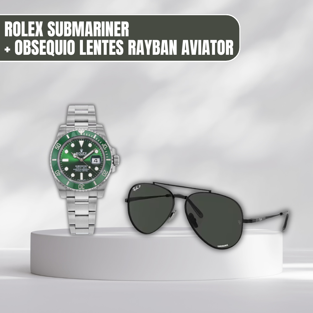 PROMOCIÓN - COMPRA 1 Y LLEVA 2 [ 1 ROLEX SUBMARINER + 1 GAFAS RAYBAN TIPO PILOTO] Últimas unidades en stock